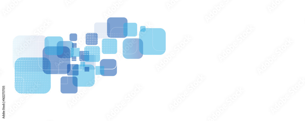 Wall mural abstract blue squares background. modern futuristic blue and soft gray geometric square shape overla