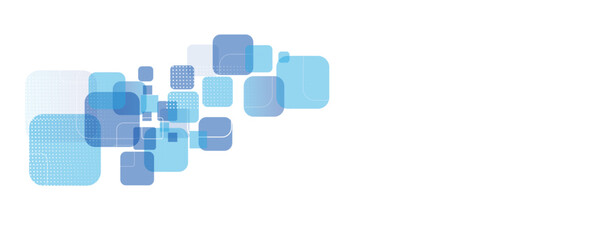 Obraz premium Abstract blue squares background. Modern futuristic blue and soft gray geometric square shape overlapping layer on white background.