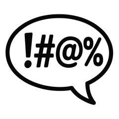 Cursing and Swearing Speech Bubble Vector - Black Outline with Symbols for Expressing Frustration or Anger