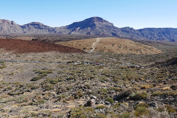 Vulkanlandschaft Hochfläche Las Cañadas mit Halbwüste auf Teneriffa