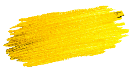 Yellow paint stroke on transparent background for projects