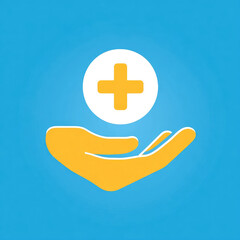 Obraz premium Hand holding icon for the healthcare medical icon. health insurance health concept. health insurance business for hospital