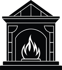 Classic fireplace silhouette vector illustration design