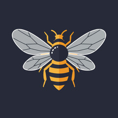 Stylized Honeybee in Flight Against Yellow Background