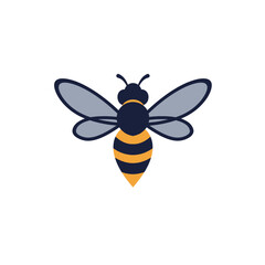 Geometric Bee Illustration with Angular Wings and Striped Abdomen.