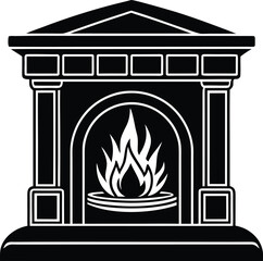 Classic fireplace silhouette vector illustration design