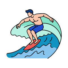 Man Surfing On Large Wave
