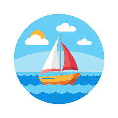 Illustration Of A Colorful Sailboat Floating
