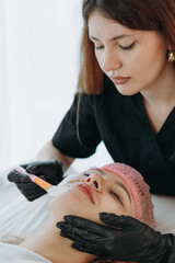 Beauty treatment and face mask at aesthetic clinic