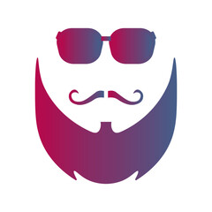 Illustration of Beard and Moustache. Vector Silhouette in Gradient Color.