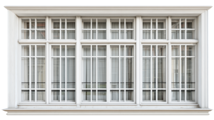 Elegant white window with multiple panes viewed from outside