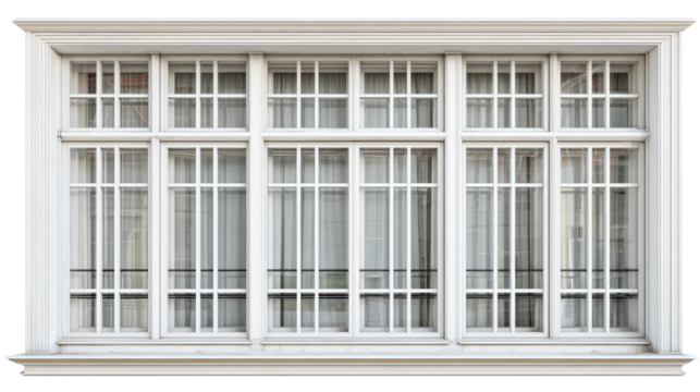 Elegant white window with multiple panes viewed from outside