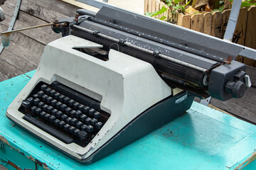 Vintage Typewriter Machine Closeup Photo.
