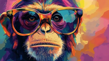Colorful illustration of a monkey wearing sunglasses.