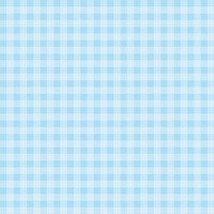Cute fashion seamless pattern in style of picnic. Scottish tartan gingham plaid graphic texture for fabric, wrapping paper, package, banner, card. Pastel blue plaid background.