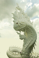 king naga thai dragon statue in thai temple