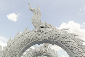 king naga thai dragon statue in thai temple