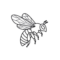 Stylized Honeybee Illustration with Segmented Wings and Striped Abdomen