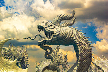 king naga thai dragon statue in thai temple