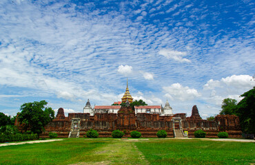 Ancient pagoda on temple in ayutthaya historical park