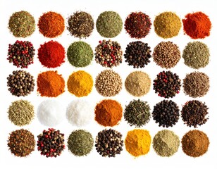 Assorted spices, top-down view
