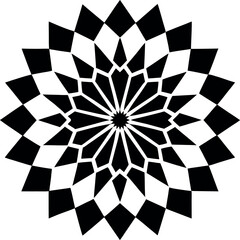 abstract pattern of a floor mosaic tile layout in black silhouette