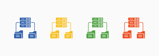 Fototapeta premium Data Storage Icon Set Color Multiple Style Collection