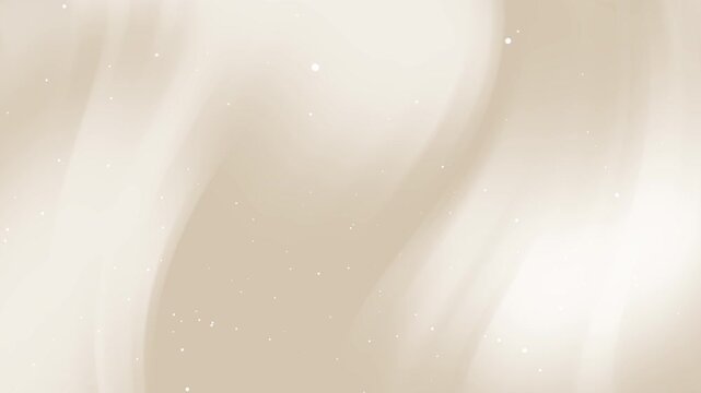 A dreamy and sophisticated abstract background featuring a fluid, swirling gradient of rich beige and warm cream tones, accented with delicate, scattered white particles or dust.