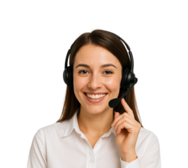 Customer support agent smiling office portrait bright isolated on transparent background, png