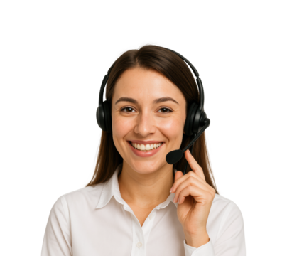 Customer support agent smiling office portrait bright isolated on transparent background, png