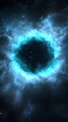 Stunning Cosmic Nebula,  Celestial Ring of Blue Light