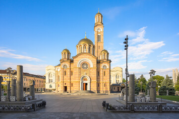 Obraz premium Cathedral of Christ the Saviour in Banja Luka during evening light