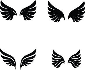 Obraz premium Collection of Wings in Various Styles.Set of Angel, Bird, and Eagle Wing Silhouettes and Line Art.Vector Wings for Tattoos, Logos, and Emblems.