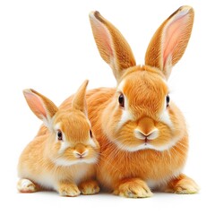 Fototapeta premium Adorable Orange Rabbits Family Closeup Studio Shot