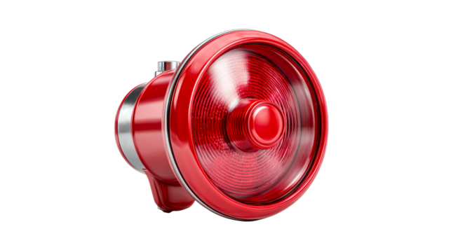 Red warning light with a transparent background for design use