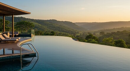 Luxury Infinity Pool with a Scenic Mountain View at Sunset, a Wellness Retreat Idea