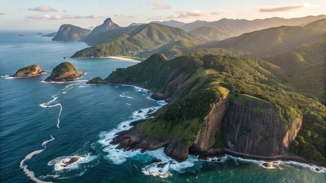 Trindade Island Brazil Aerial Volcanic Coastline
