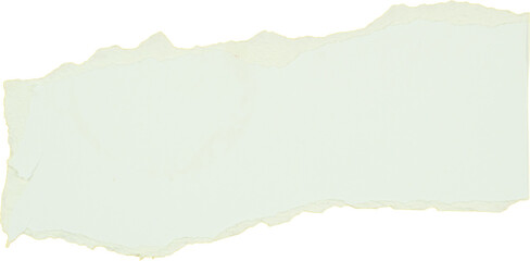 Hand Torn light green paper texture isolated on white background for creative design and stationery applications