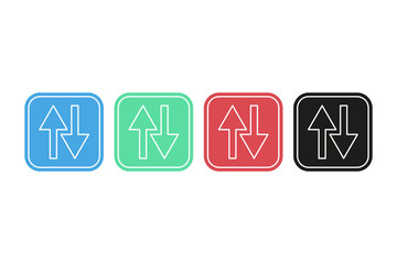 Different outline set of two arrow switches in squares