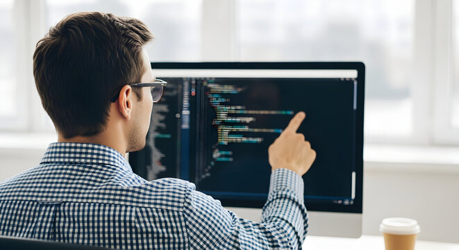 Software Developer Coding on Computer Screen