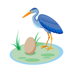Vector Illustration Of A Blue Heron Standing In Water
