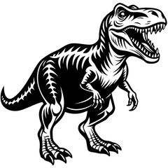 Fierce Black and White Tyrannosaurus Rex Dinosaur Illustration 1.