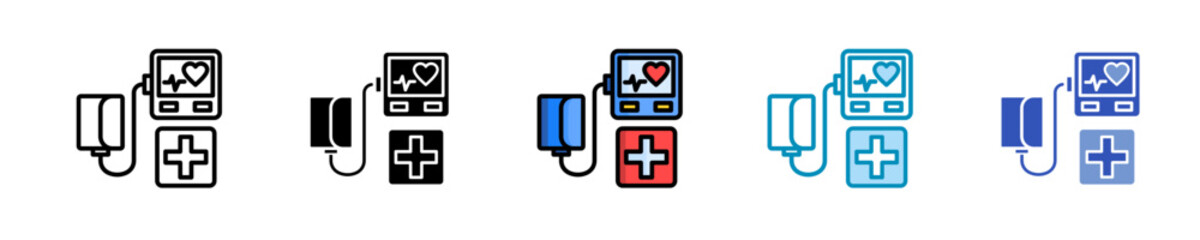 Blood Pressure Monitor  Icon Set Multiple Style Collection
