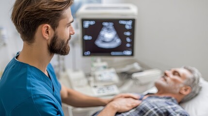 Sonographer Performing Ultrasound Scan on Patient