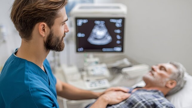 Sonographer Performing Ultrasound Scan on Patient