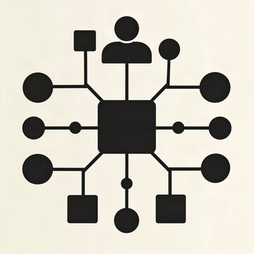 Minimalist network connection icon in silhouette style &ndash; organizational flow structure