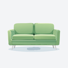 Fototapeta premium Schlichtes Zweisitzer-Sofa in Pastellgrün