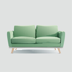 Fototapeta premium Schlichtes Zweisitzer-Sofa in Pastellgrün