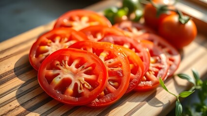 fresh tomatoes slice on a cutting board