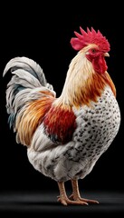 Fototapeta premium Rooster portrait against black
